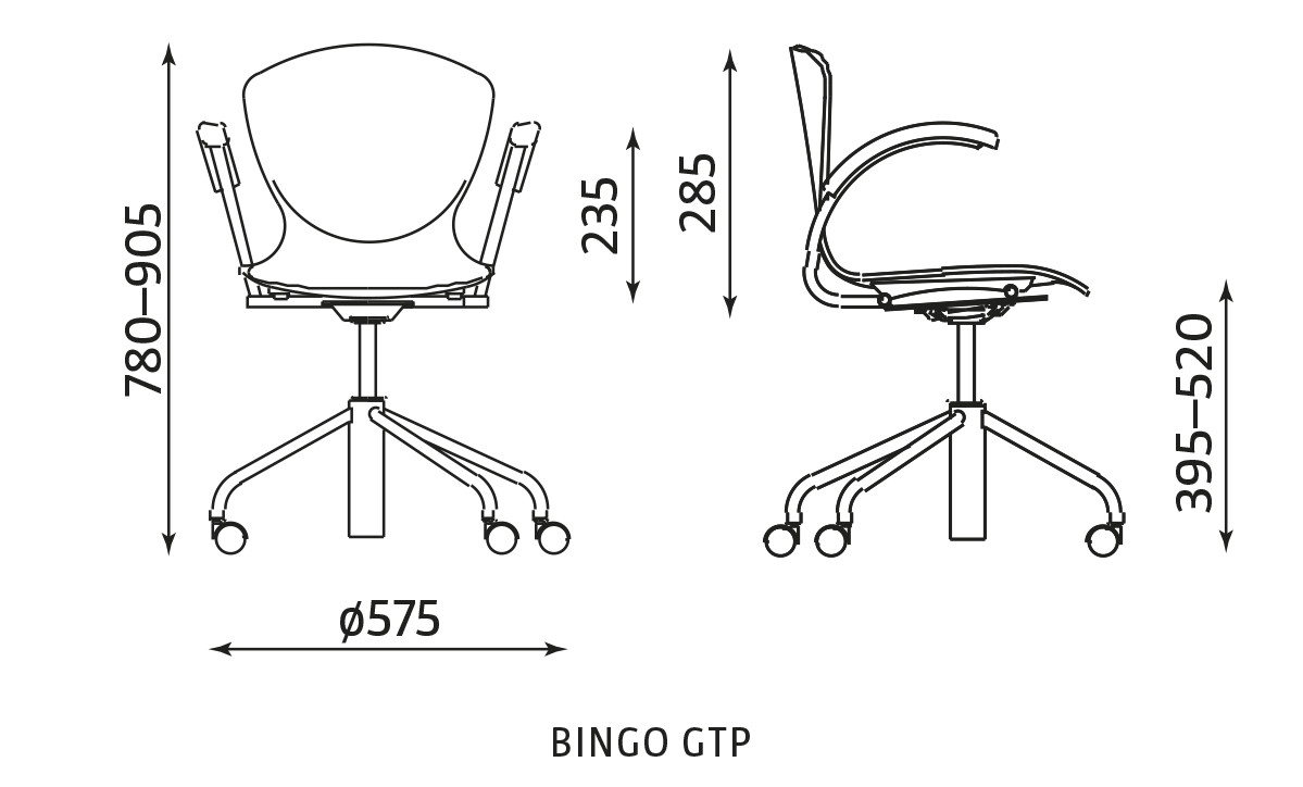 Wymiary krzesła Bingo GTP